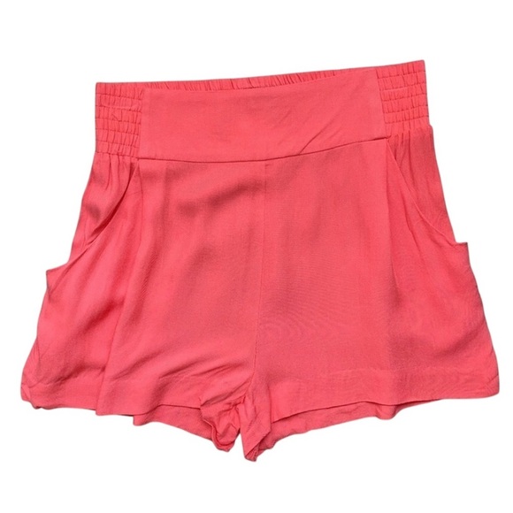 Aritzia Talula Shorts High Rise Waist elastic waistband Coral Pink Flowy Small - Picture 2 of 16